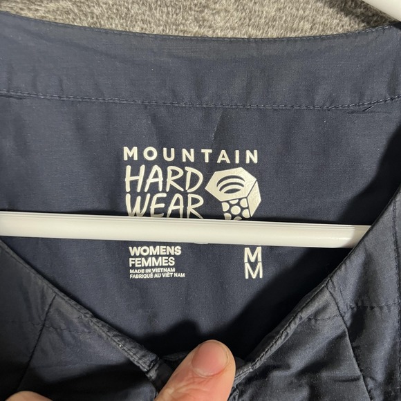 Mountain Hardwear Jacket Womens Medium Blue Quilted Collarless Lightweight Warm - Picture 3 of 8